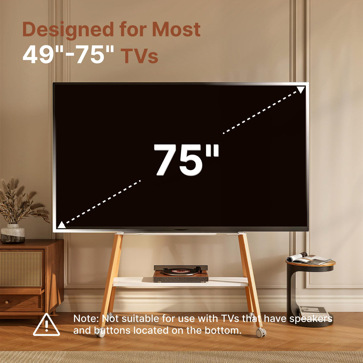 White Rolling Easel TV Stand U21472