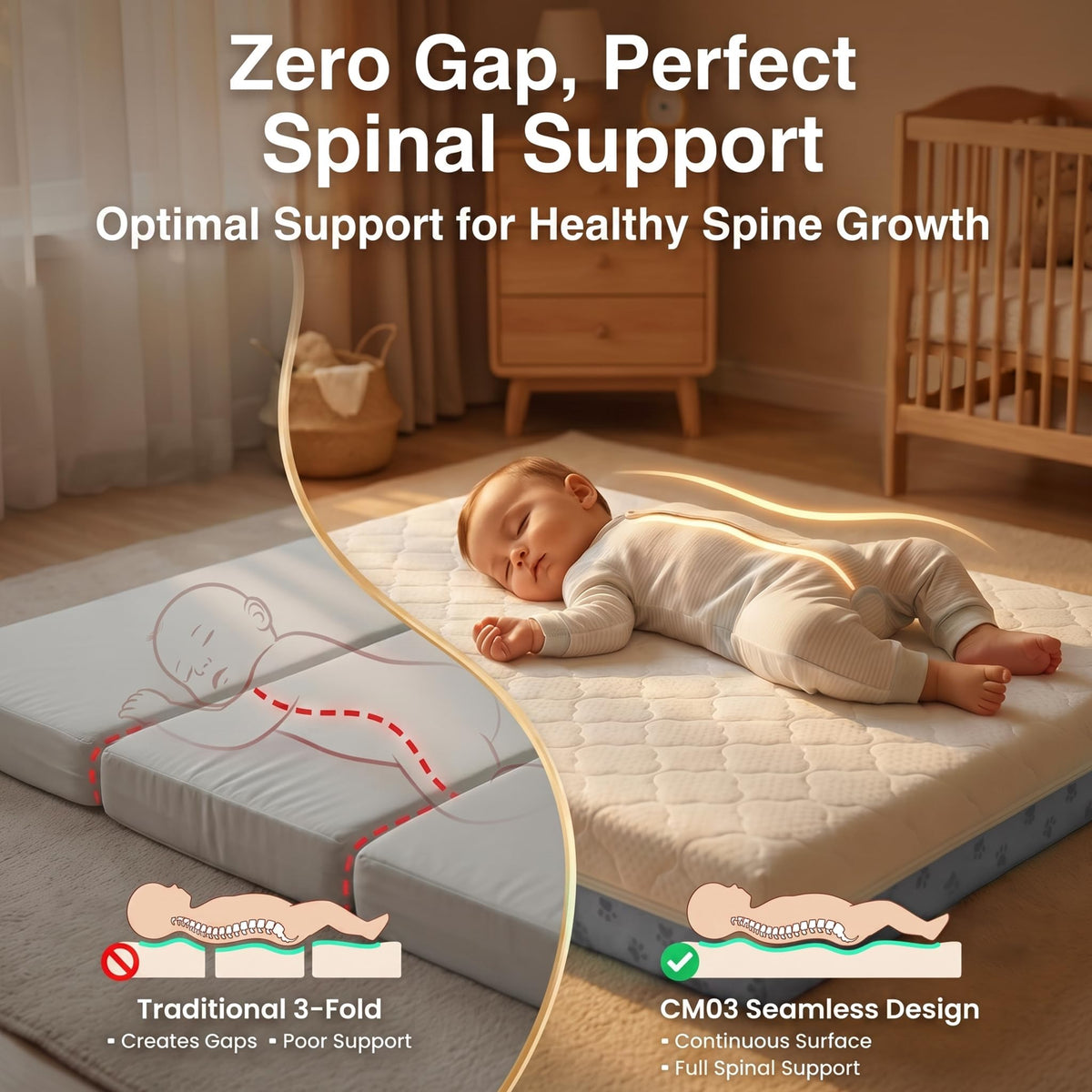 Pack and Play Mattress Pad Bi-Fold Memory Foam P1187