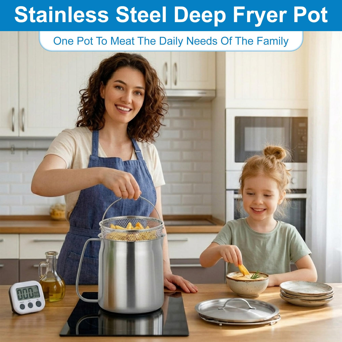 68oz Stainless Steel Oil Filter Pot with Fryer Basket G1637