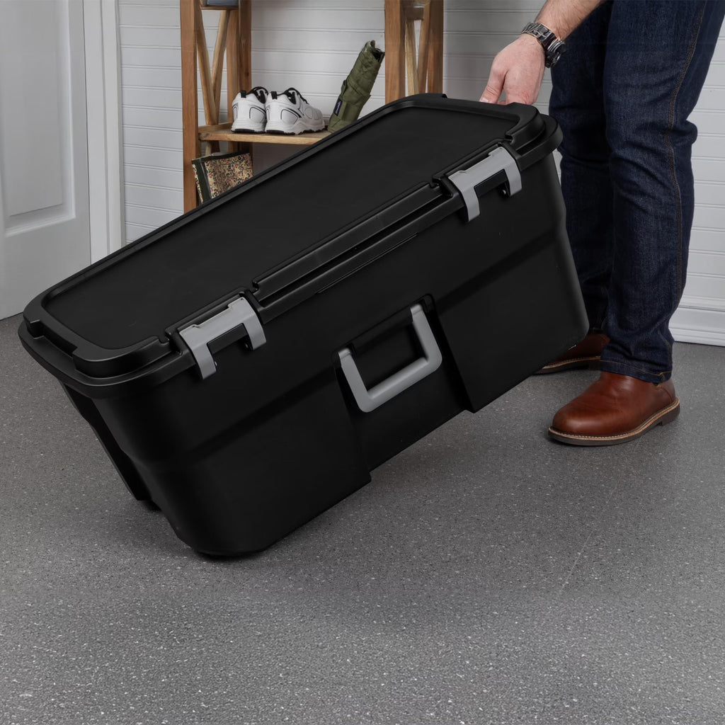 22 Gallon Black Wheeled Plastic Storage Trunk K36553