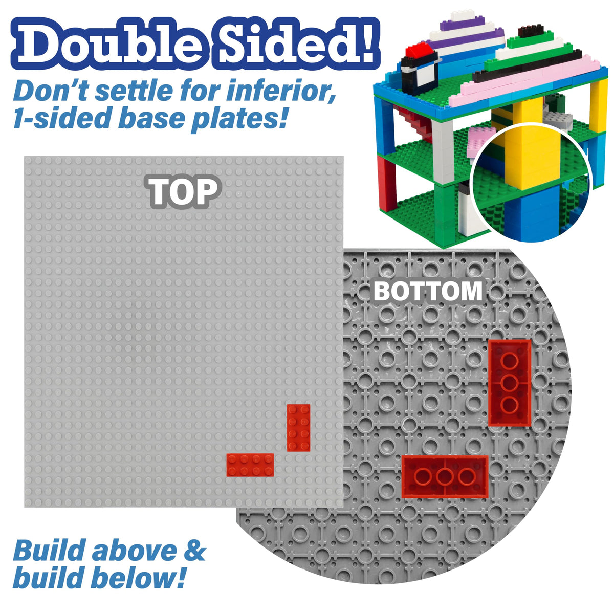 Green Blue White 10x10" Building Bricks Baseplates 4 Pack I7035