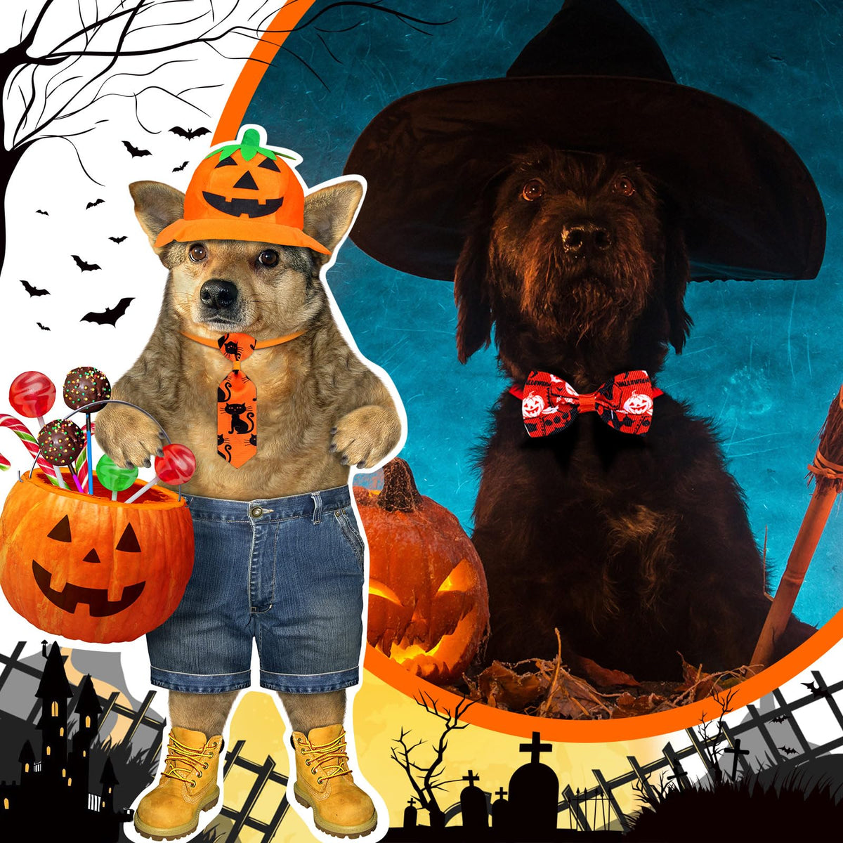 120 Pcs Halloween Dog Bow Ties M576