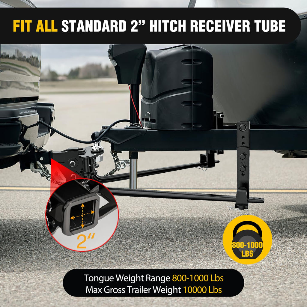 800 lbs Round Bar Weight Distributing Hitch Kit with Sway Control N9552