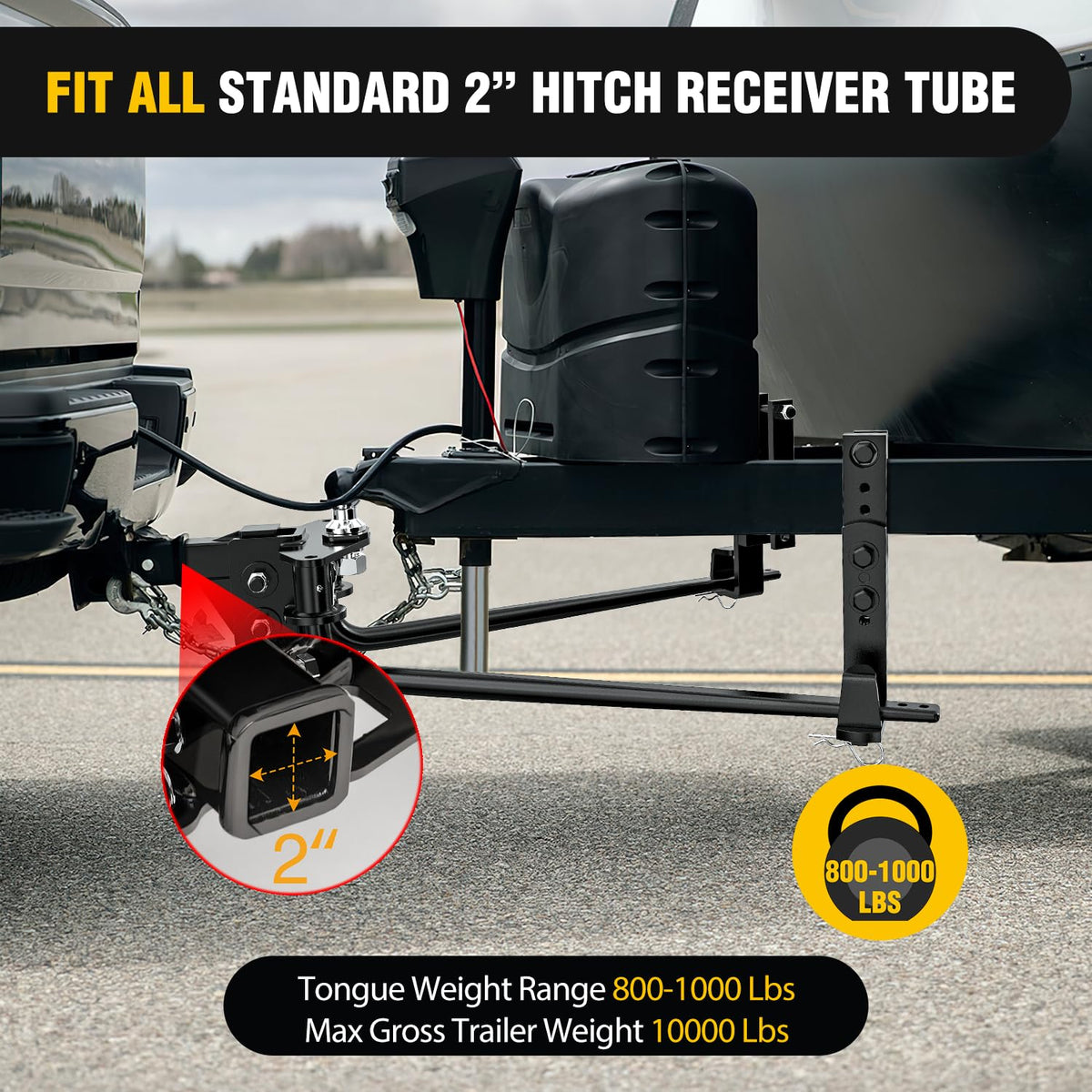 800 lbs Round Bar Weight Distributing Hitch Kit with Sway Control N9552