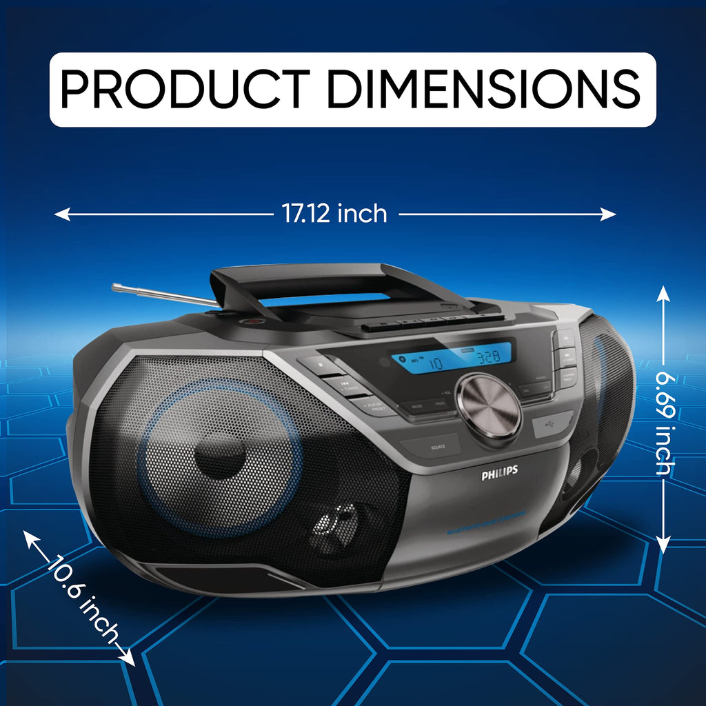 Portable CD Player Boombox with Cassette Player Bluetooth Stereo X5880