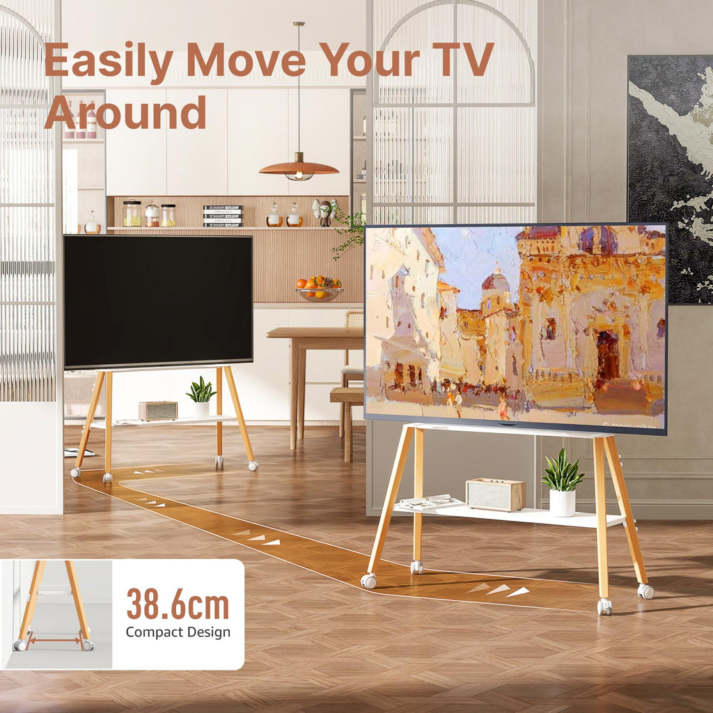 White Rolling Easel TV Stand U21472
