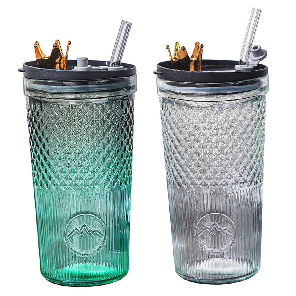 20Oz Glass Tumbler with Straw and Lid B7681