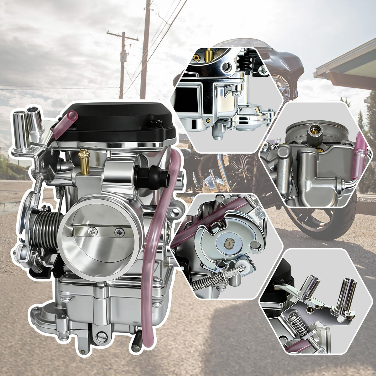 CV40 Carburetor with Choke Cable Replacement V5948