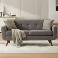 65" Grey Button Tufted Upholstered Loveseat Sofa V564858