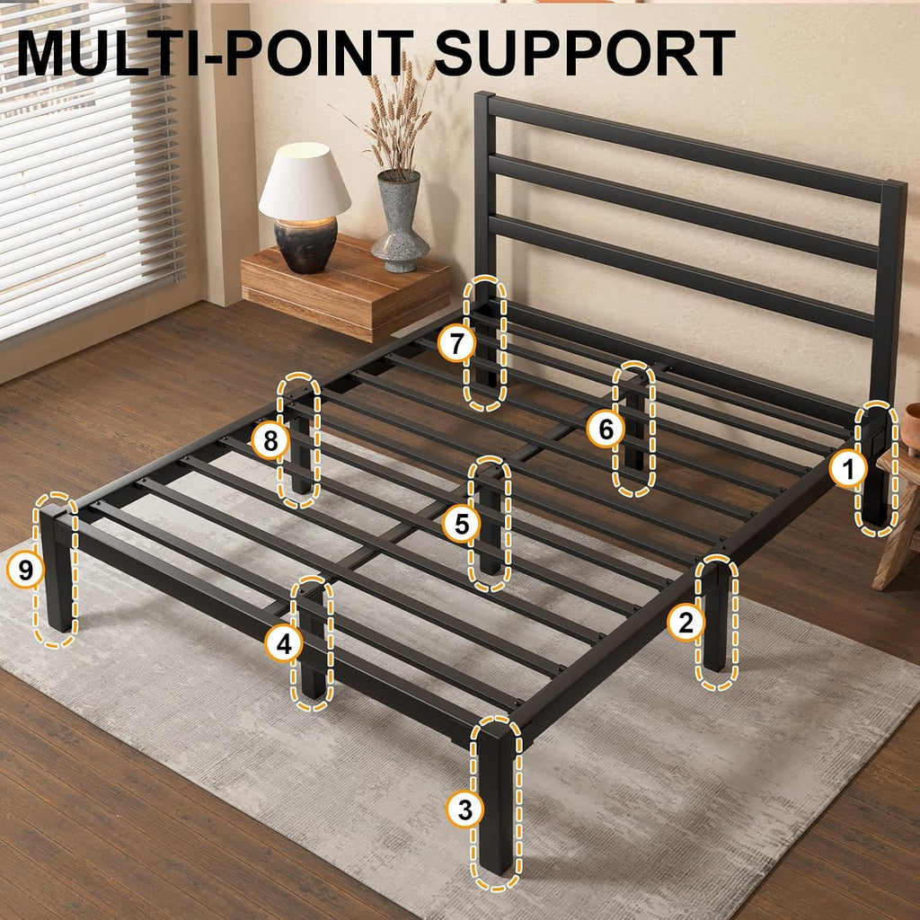 Queen Metal Platform Bed Frame with Headboard U8524