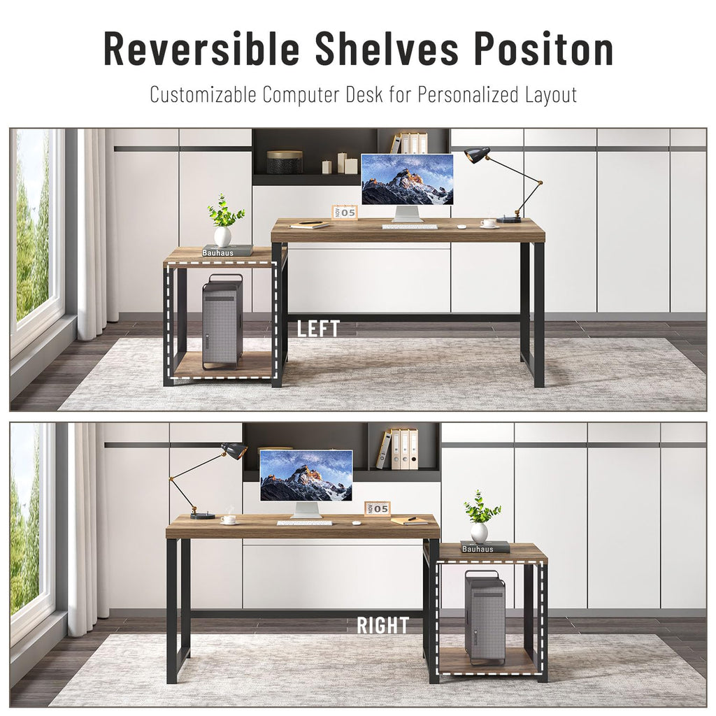 63 Inch Wood Computer Desk with Storage Shelves V77425