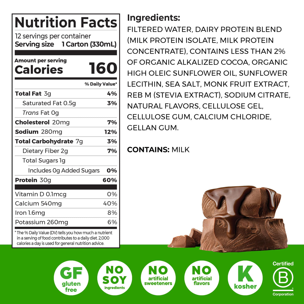30g High Protein Shake Chocolate Fudge & Vanilla Bean 11 Fl Oz 2 Pack of 12 C40692