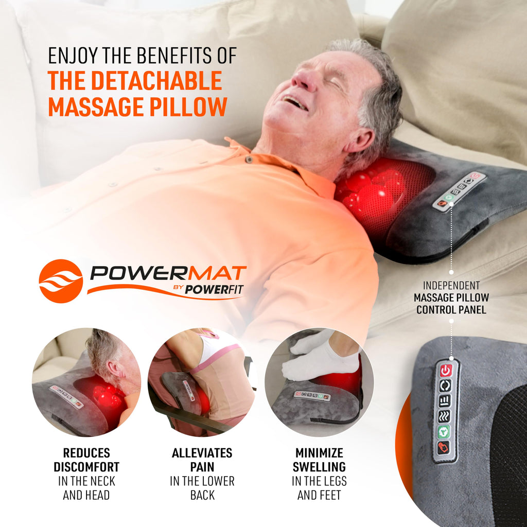 Full Body Massage Mat with Detachable Massage Pillow, 9 Intensity Levels, 9 Massage Modes & 3 Heat Settings J559