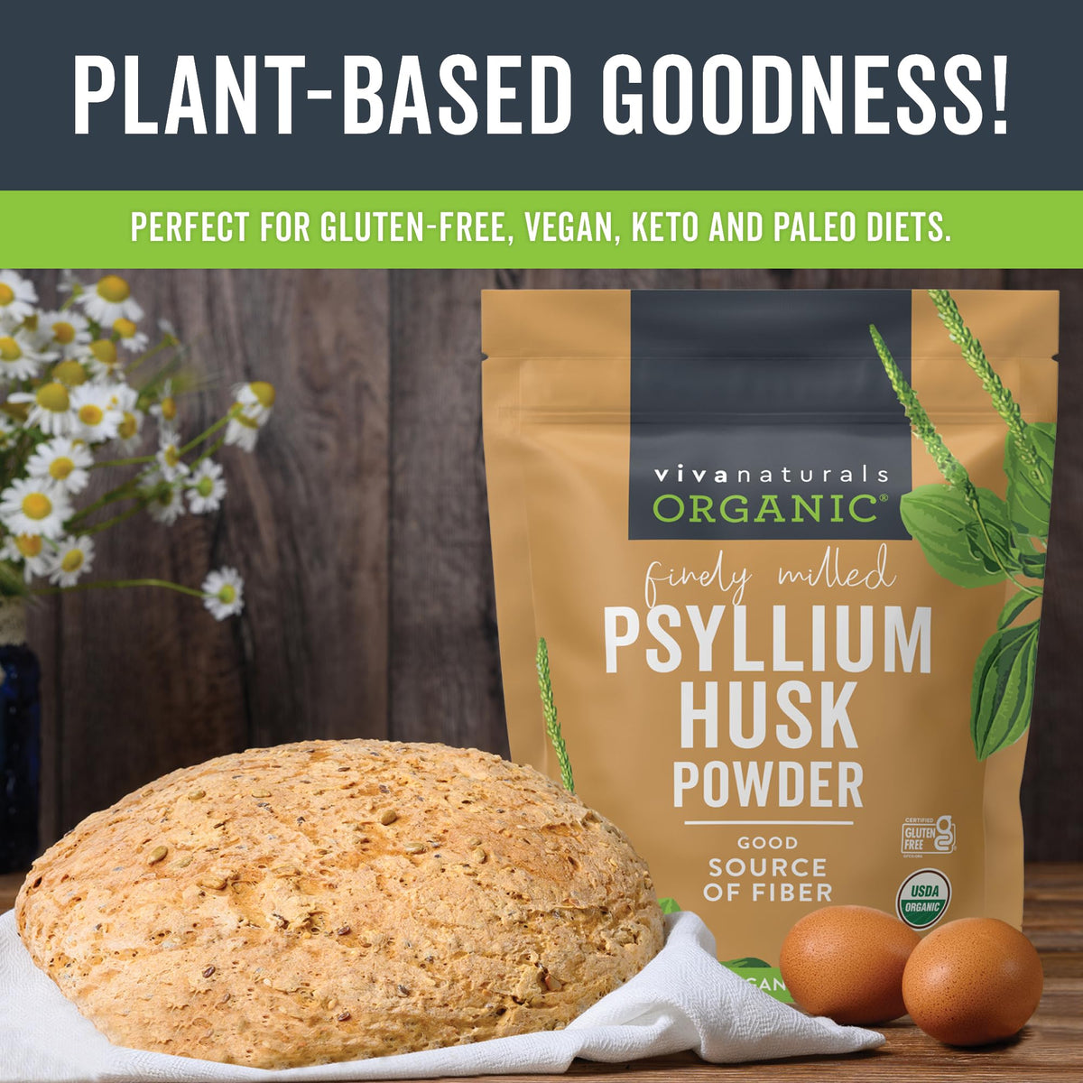 24 oz Organic Psyllium Husk Powder & 8 fl oz Gentle Facial Cleanser Bundle Y305493
