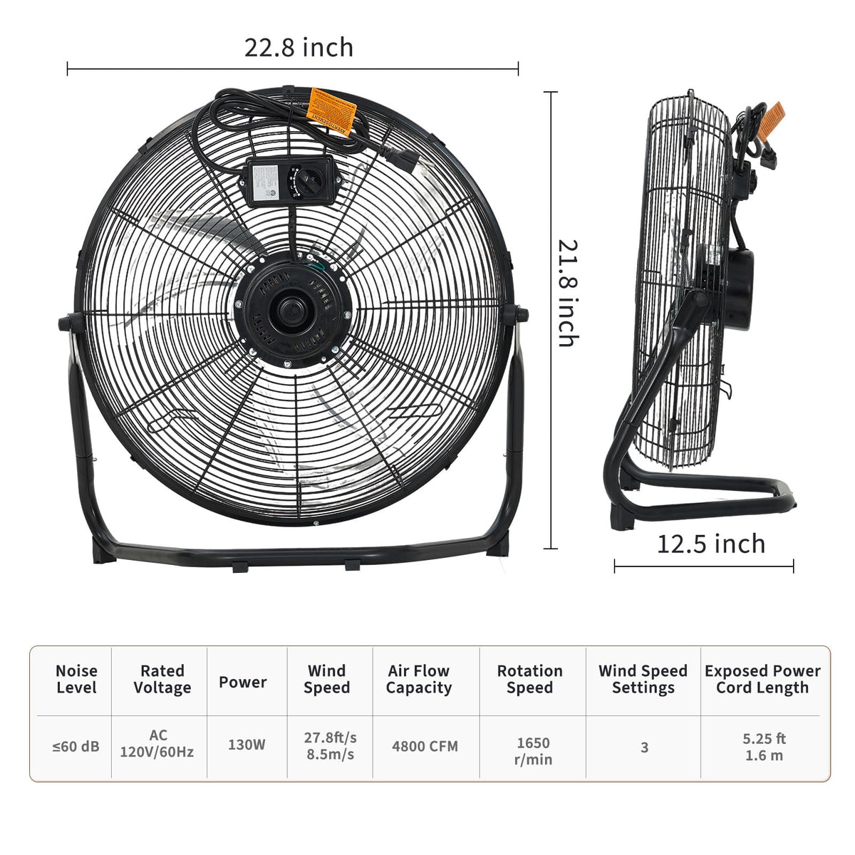 20-Inch 3-Speed Metal Floor Fan P360680