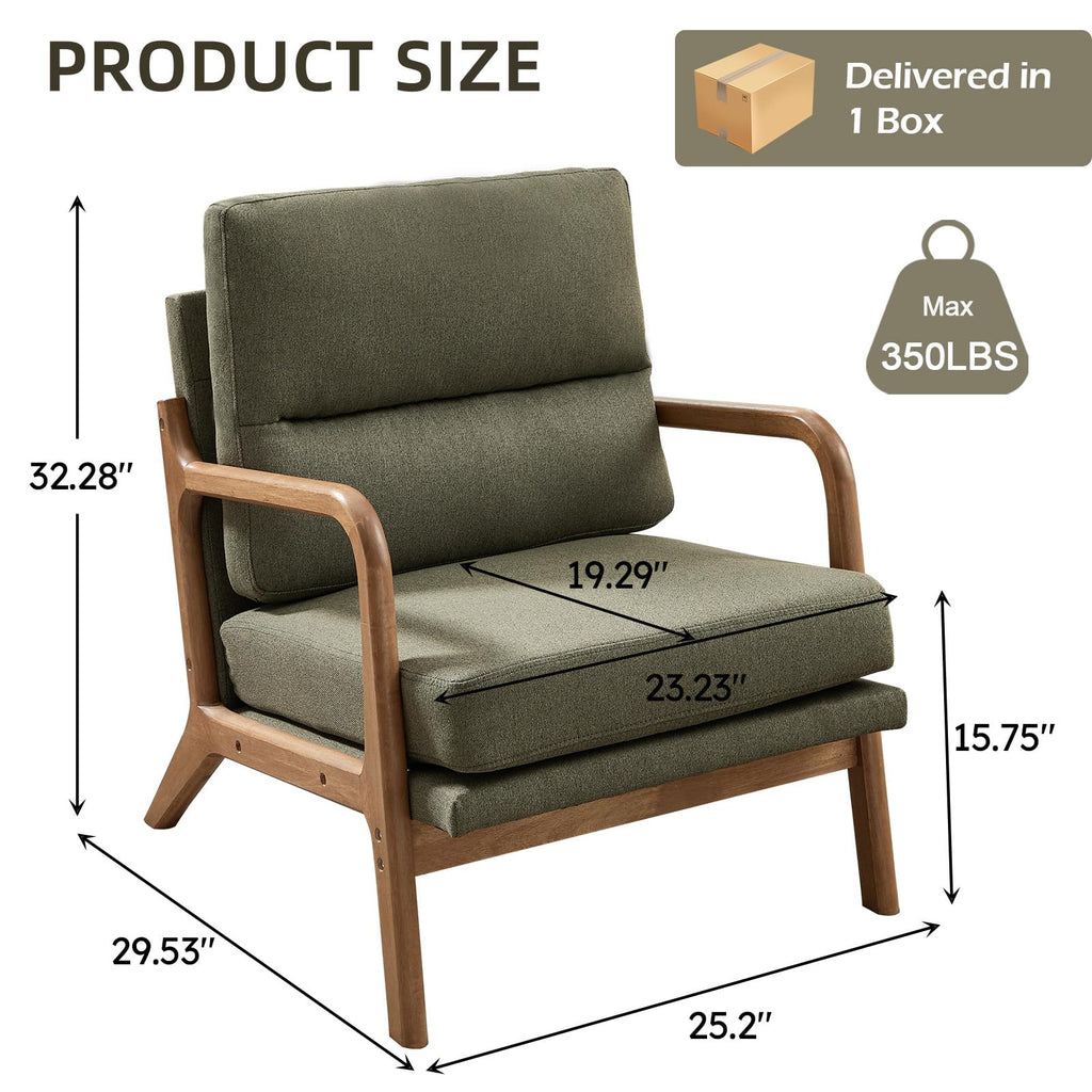 Mid Century Modern Linen Accent Chair Set of 2 F3477