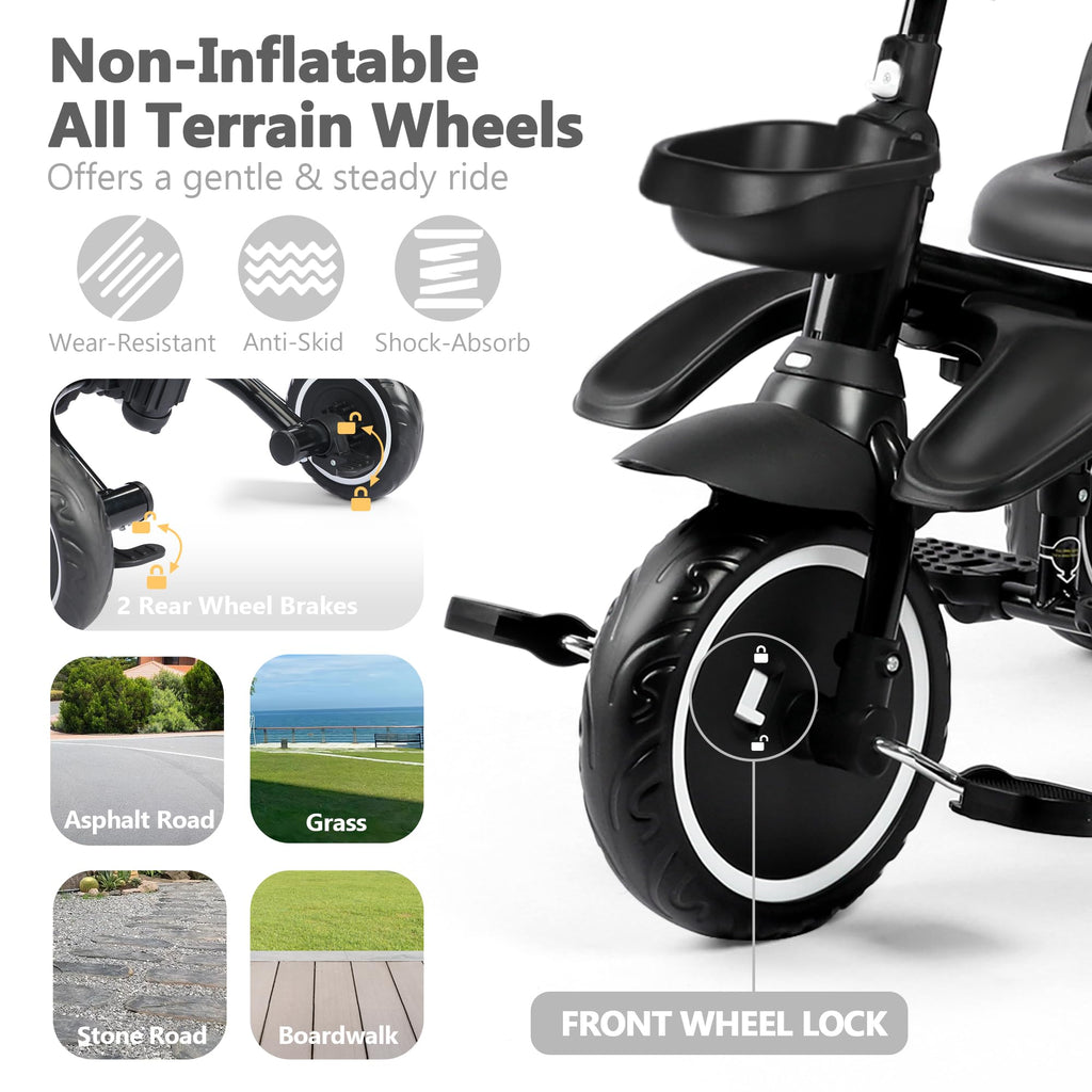 8 in 1 Toddler Tricycle with Push Handle B840