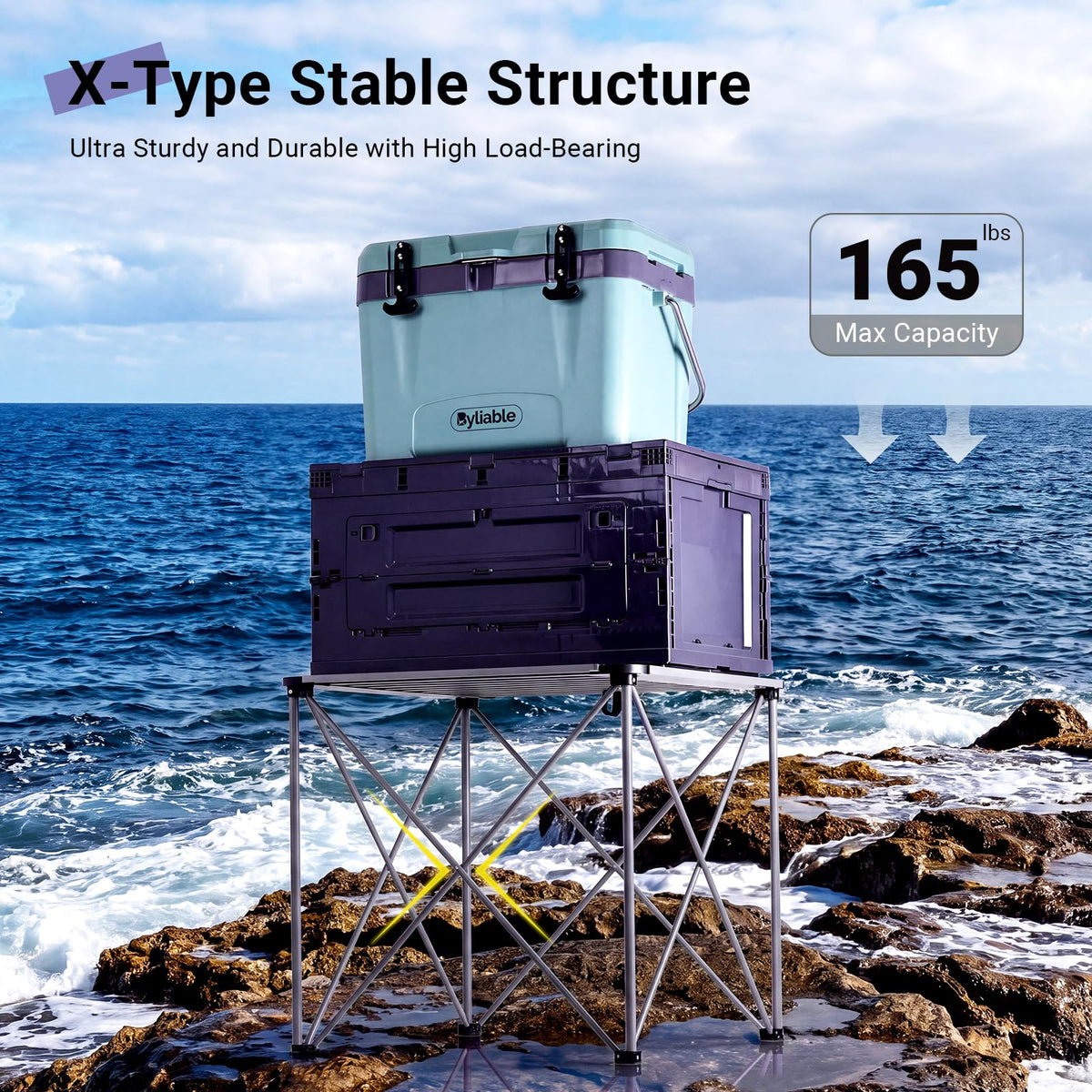 Camping Square Folding Aluminum Table L578536