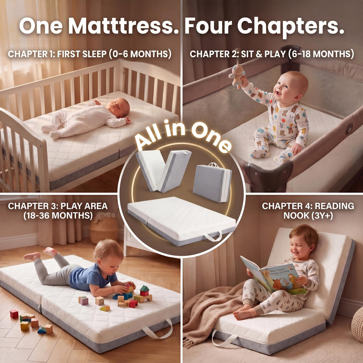 Pack and Play Mattress Pad Bi-Fold Memory Foam P1187