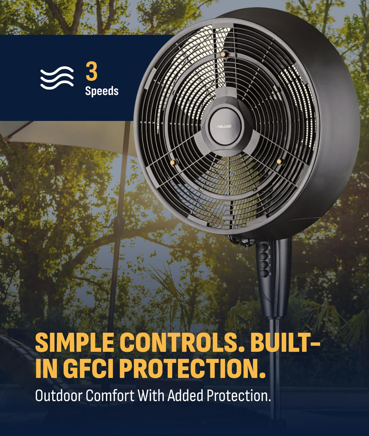 Outdoor Misting Pedestal Fan 1,600 CFM Oscillating 3 Speeds Z143740