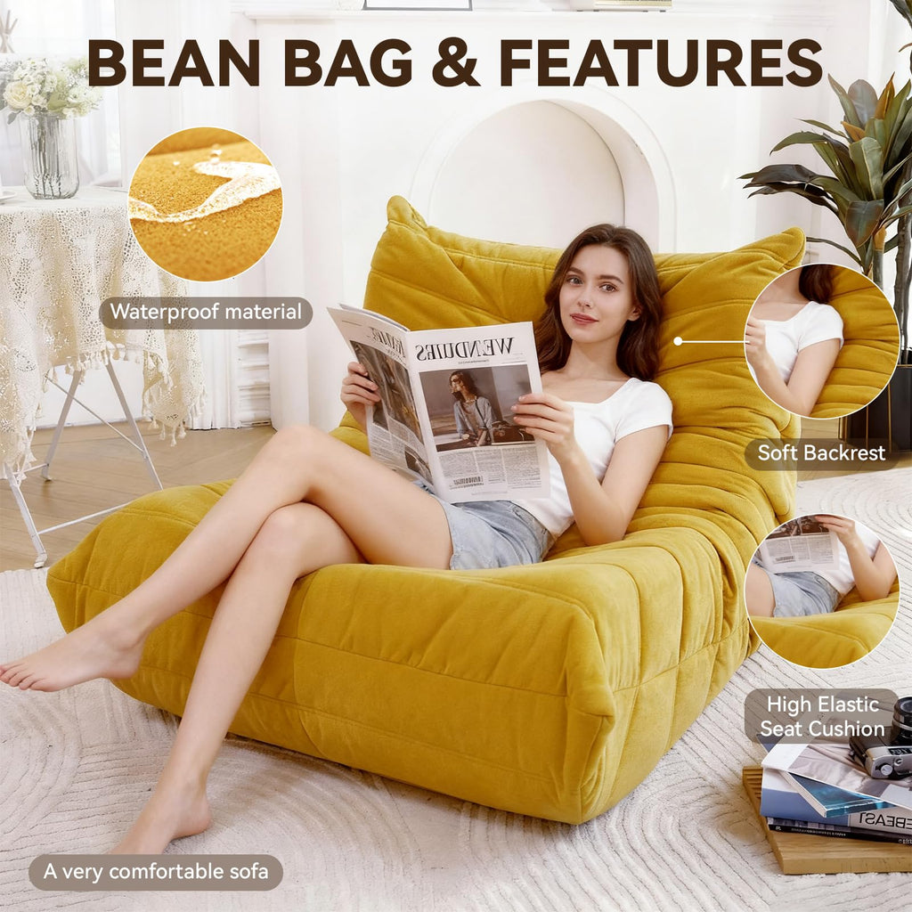 Yellow Memory Foam Bean Bag Chair K649