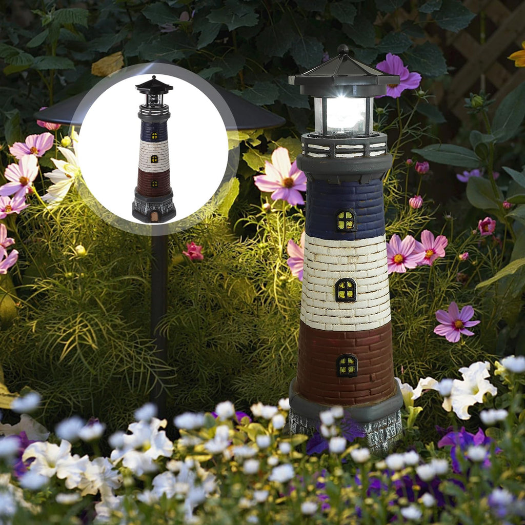 Solar Garden Lighthouse Statue 14.76In Waterproof P564243