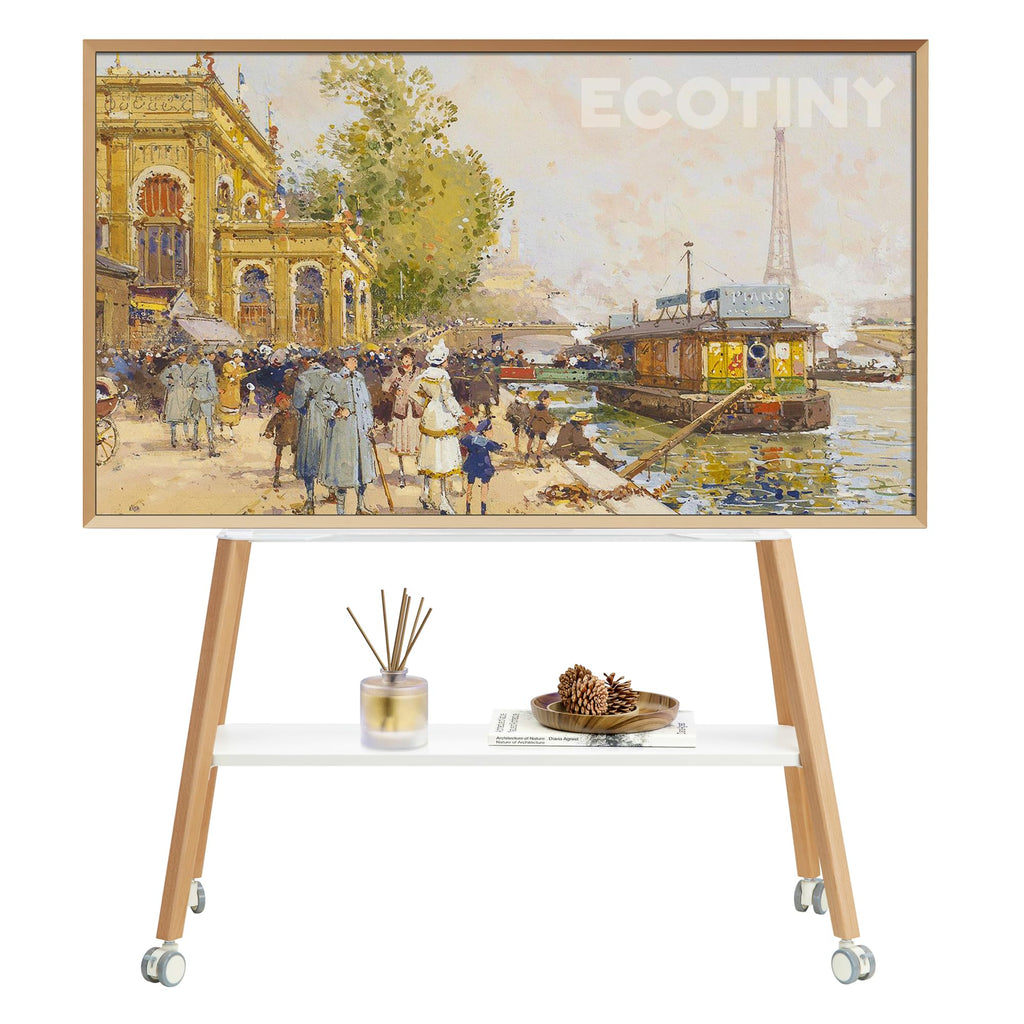 White Rolling Easel TV Stand U21472