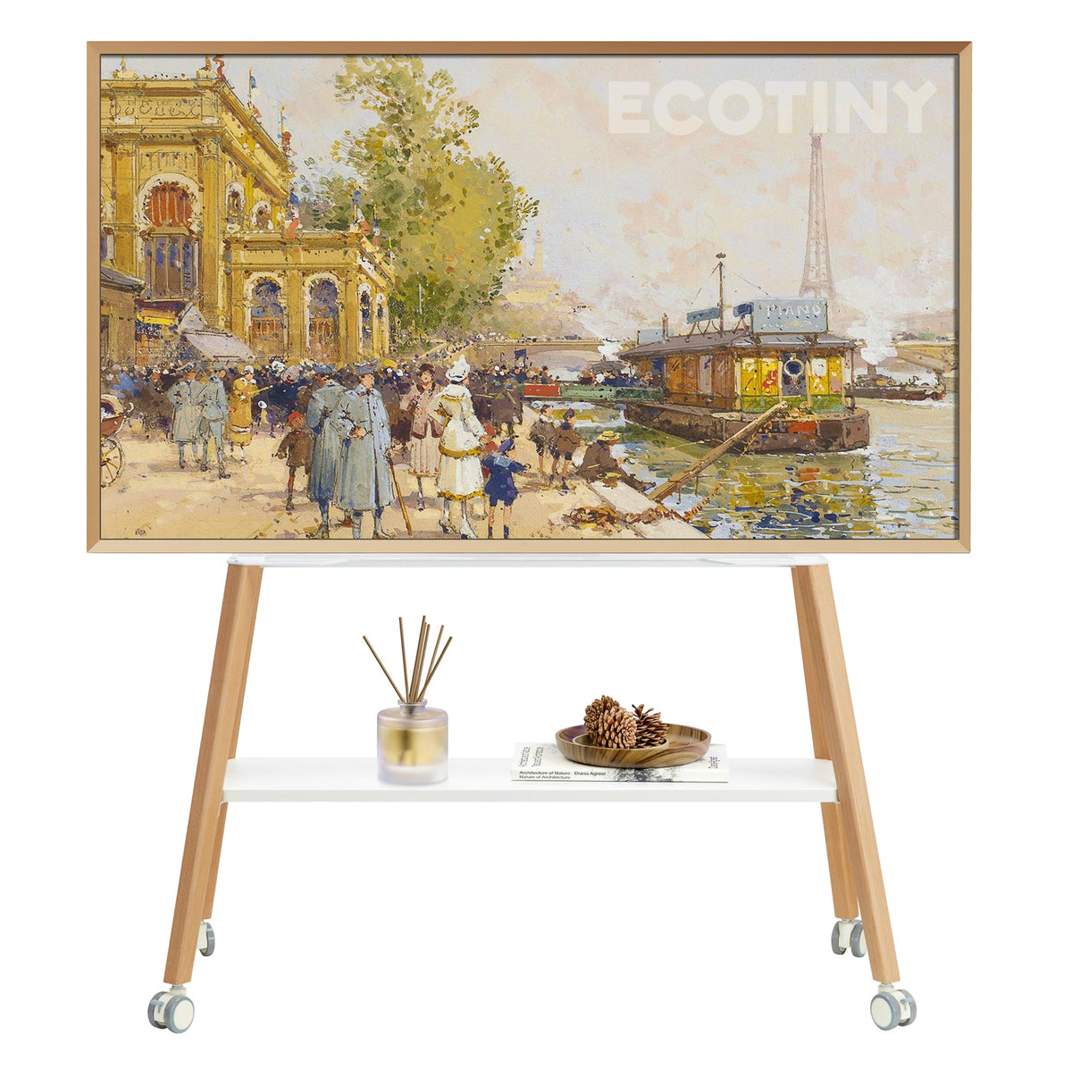 White Rolling Easel TV Stand U21472