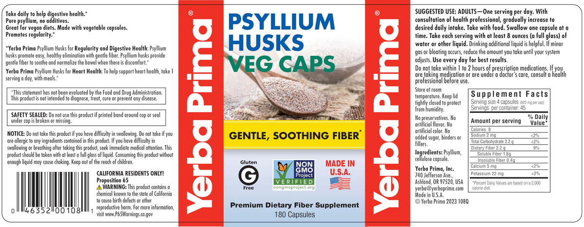 Psyllium Husks 180 Veg Caps B3805