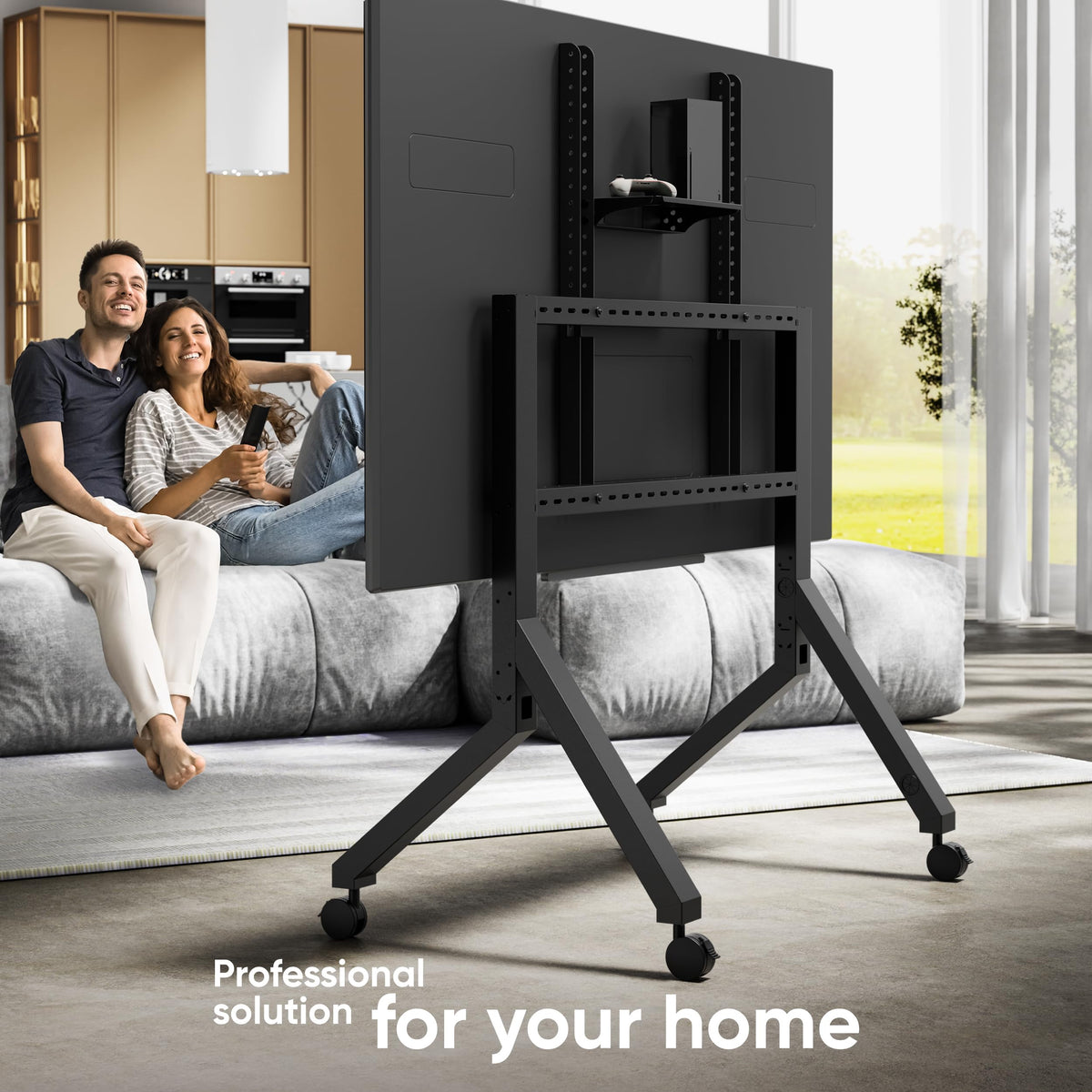Mobile TV Stand on Wheels 70-110 Inch Black F389861