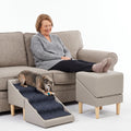 Foldable Dog Cat Stair Ramp Solid Wood Ottoman 18in H L631