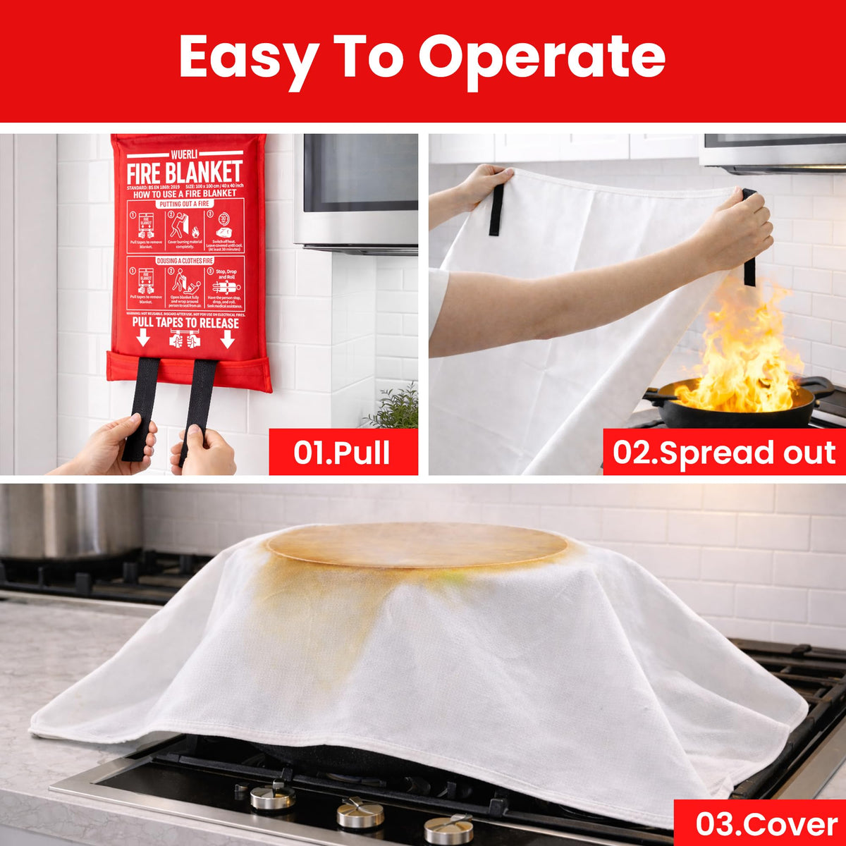 40" x 40" 4 Pack Fire Blanket X21694