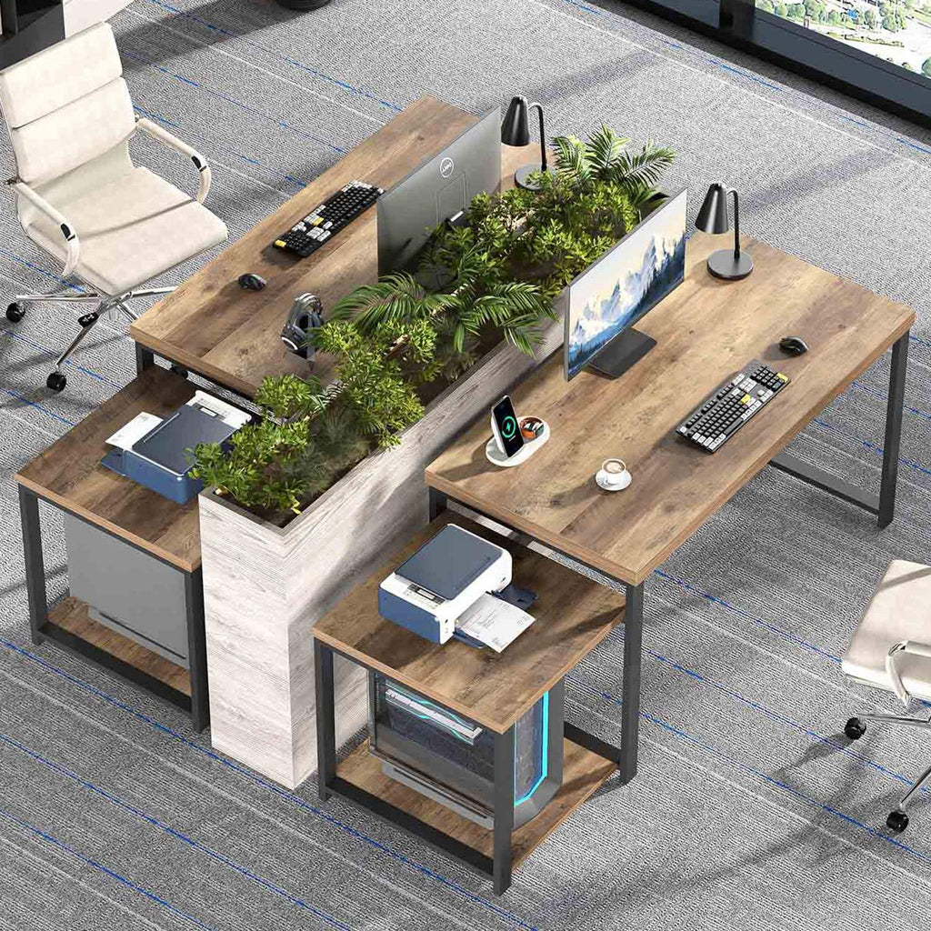 63 Inch Wood Computer Desk with Storage Shelves V77425