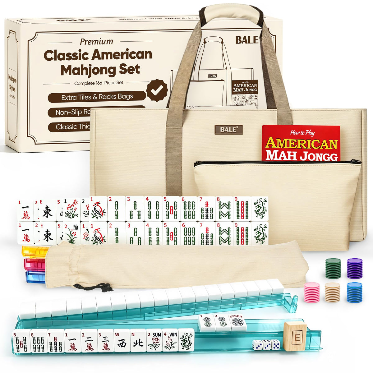 American Mahjong Tile Set with Game Accessories X480