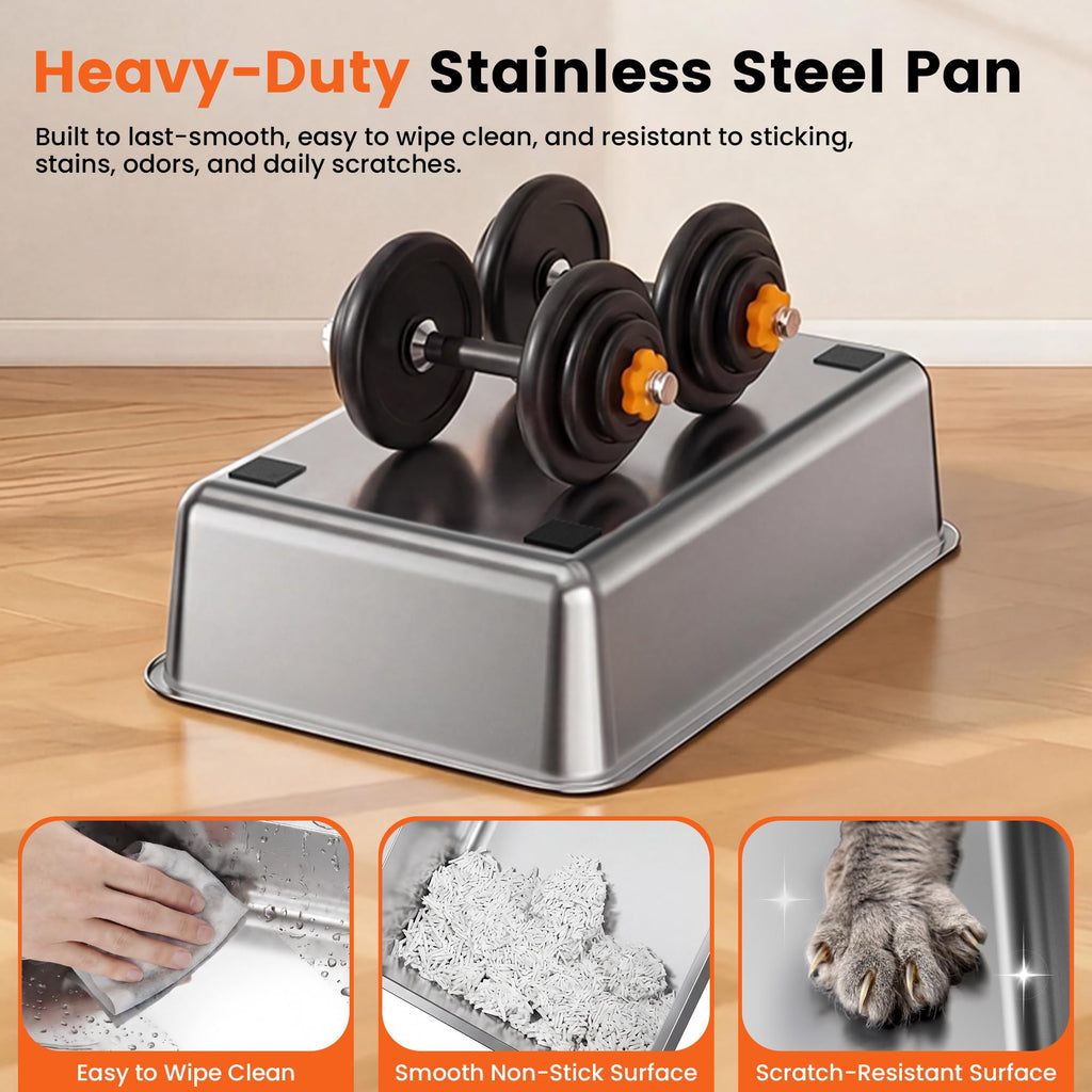 XL Stainless Steel Litter Box with Lid H119633