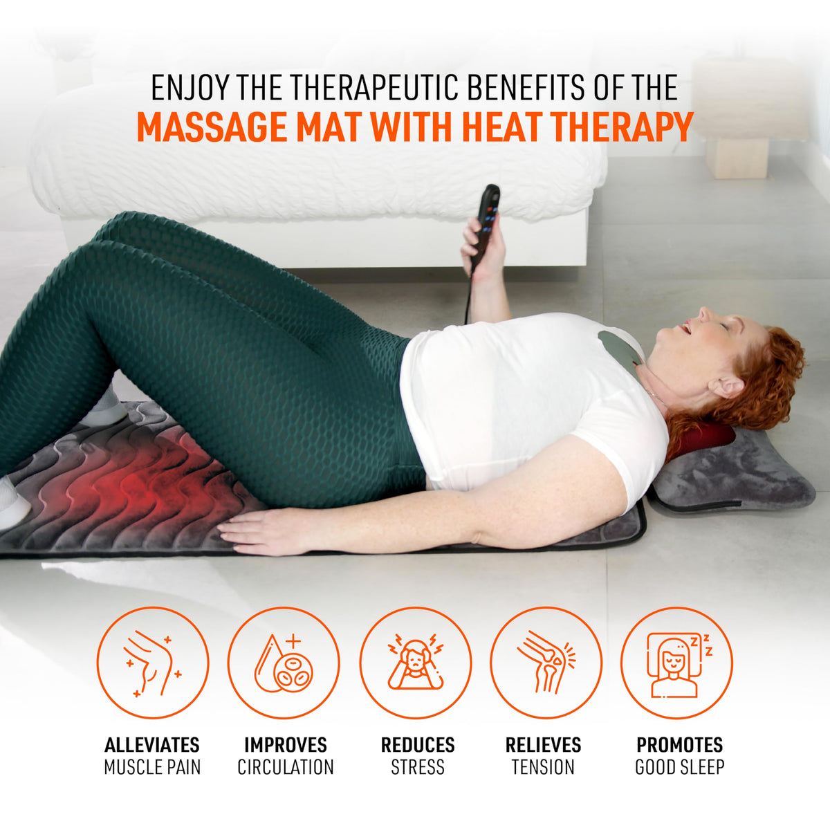 Full Body Massage Mat with Detachable Massage Pillow, 9 Intensity Levels, 9 Massage Modes & 3 Heat Settings J559