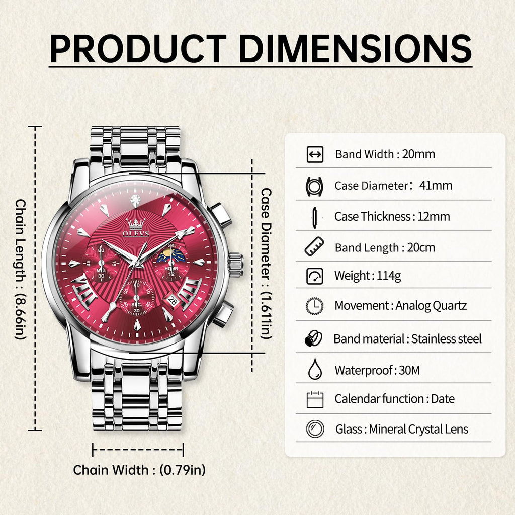 Men Dress Chronograph Stainless Steel Watch X62921