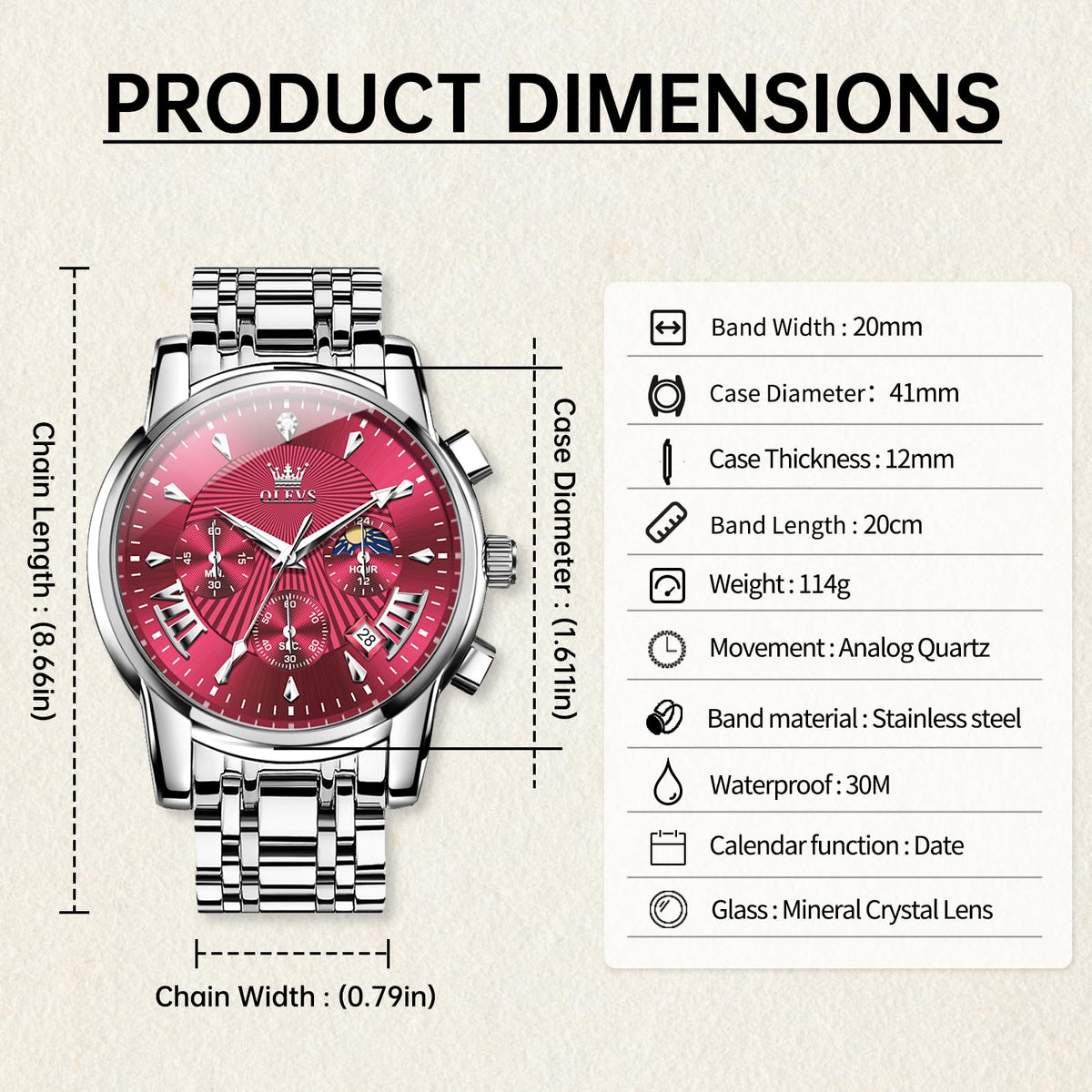 Men Dress Chronograph Stainless Steel Watch X62921