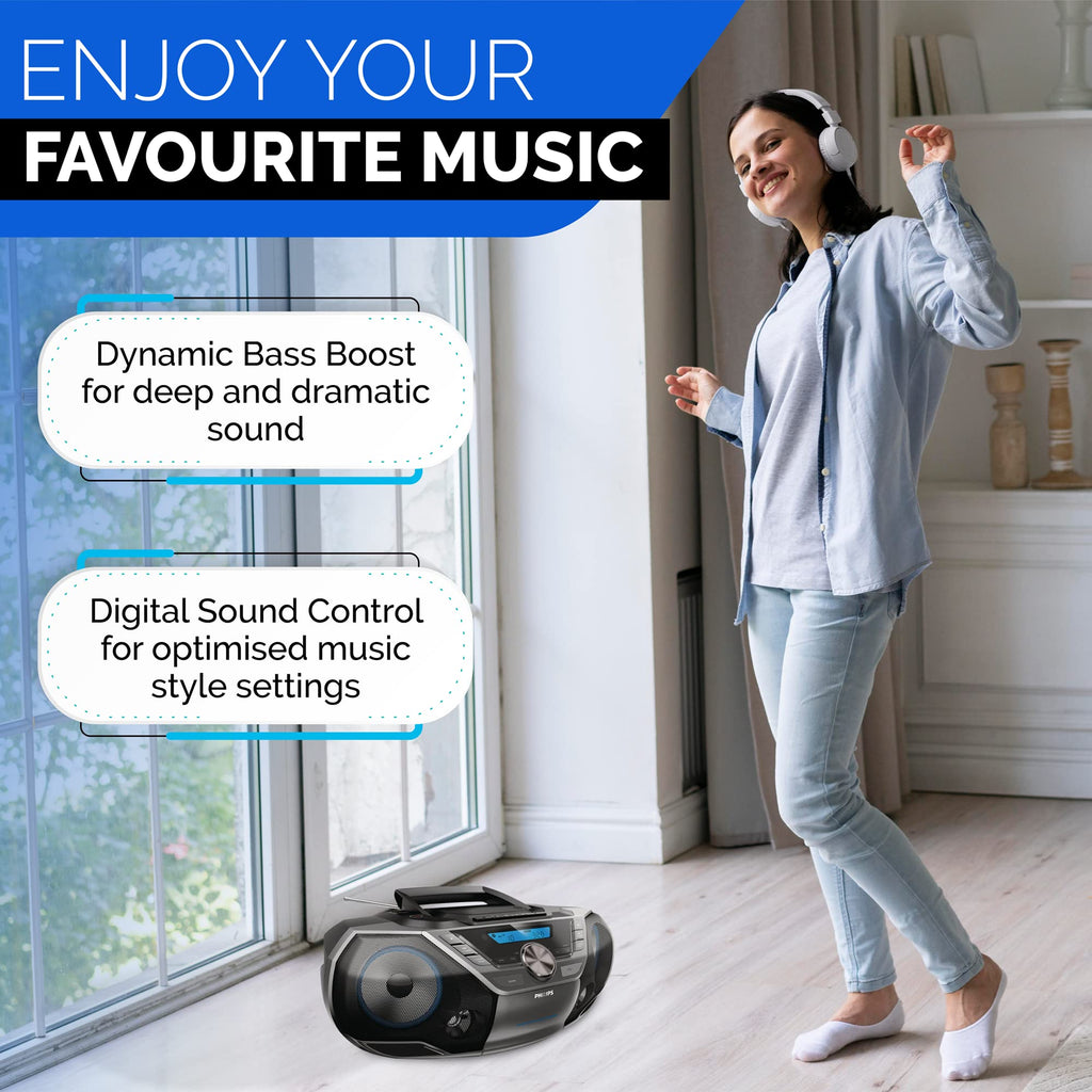 Portable CD Player Boombox with Cassette Player Bluetooth Stereo X5880