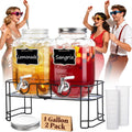1 Gallon Glass Drink Dispensers 2 Pack with Stand Stainless Steel Spigot G28265