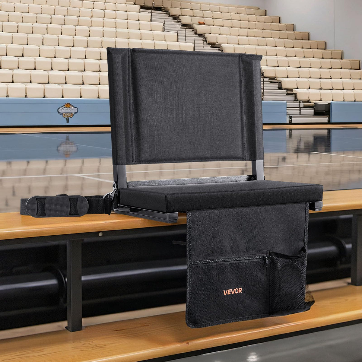 Folding Bleacher Seat with Back Support and Cushion Z477454