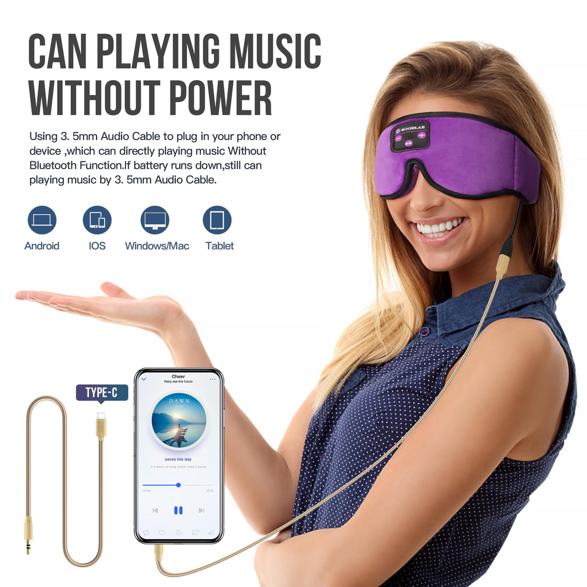 Sleep Mask with Bluetooth Headphones F3701