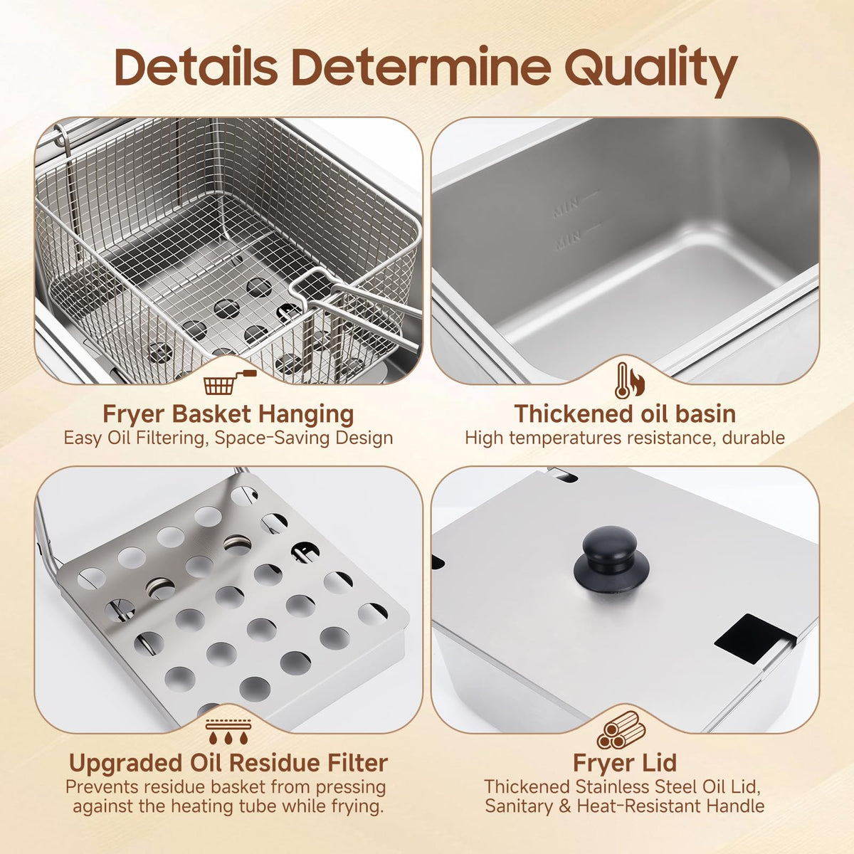 1700W 12L Stainless Steel Electric Deep Fryer with Basket and Lid M246