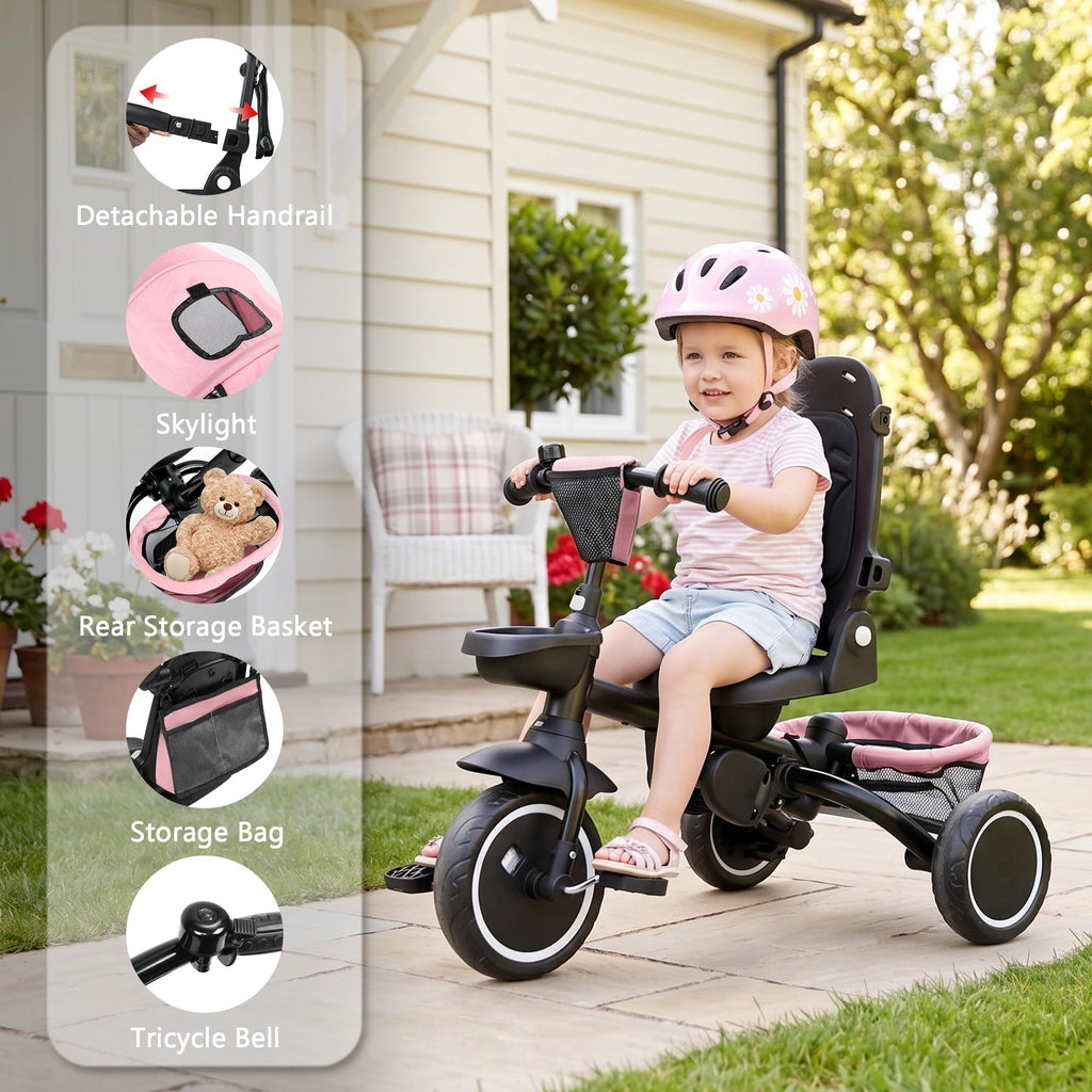 8 in 1 Toddler Tricycle with Push Handle B840