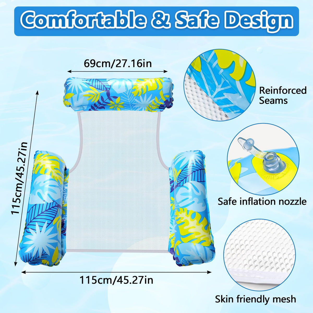 2 Pack Inflatable Pool Floats with Drink Holders and Air Pump T5810