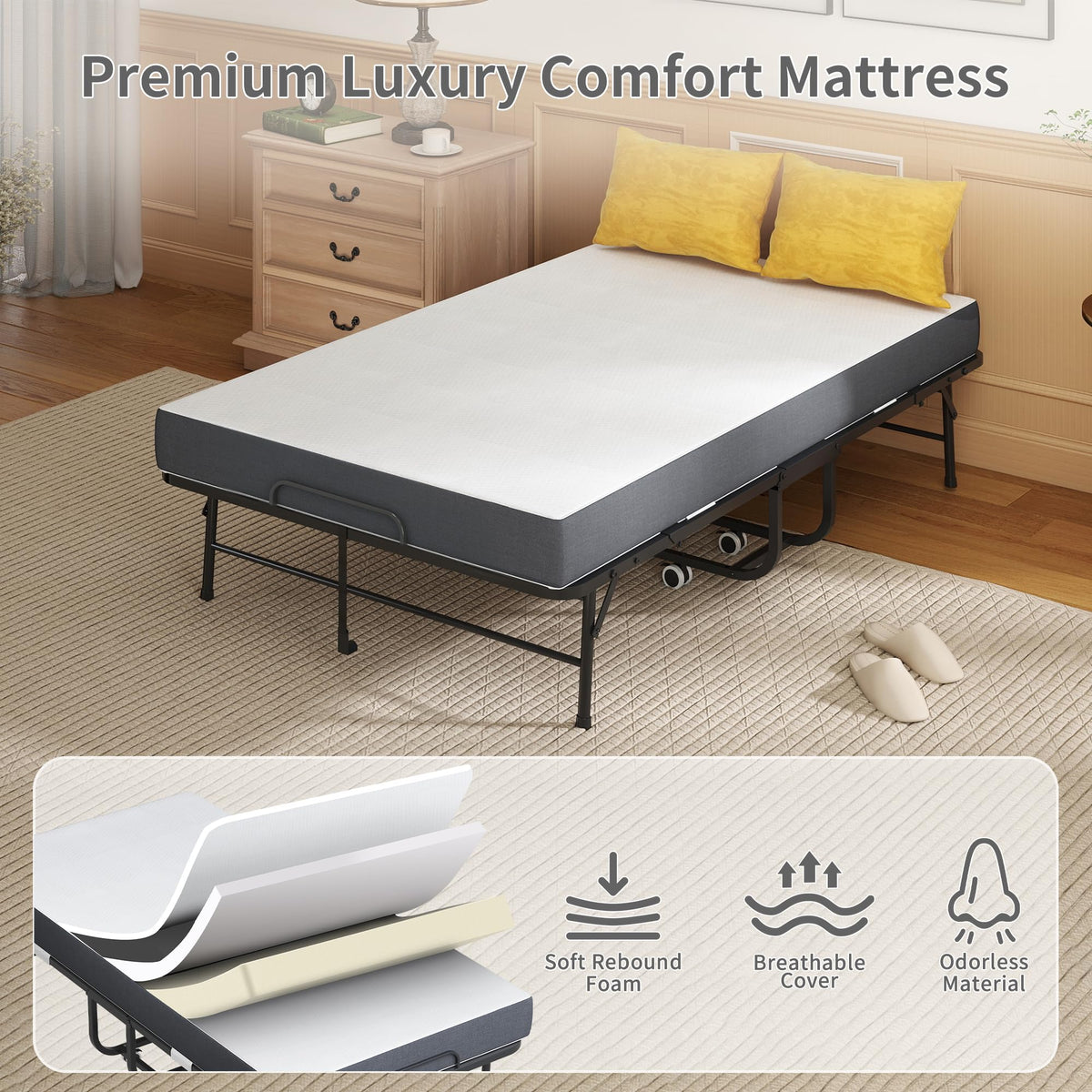 74"x 46" Folding Bed with Mattress N714