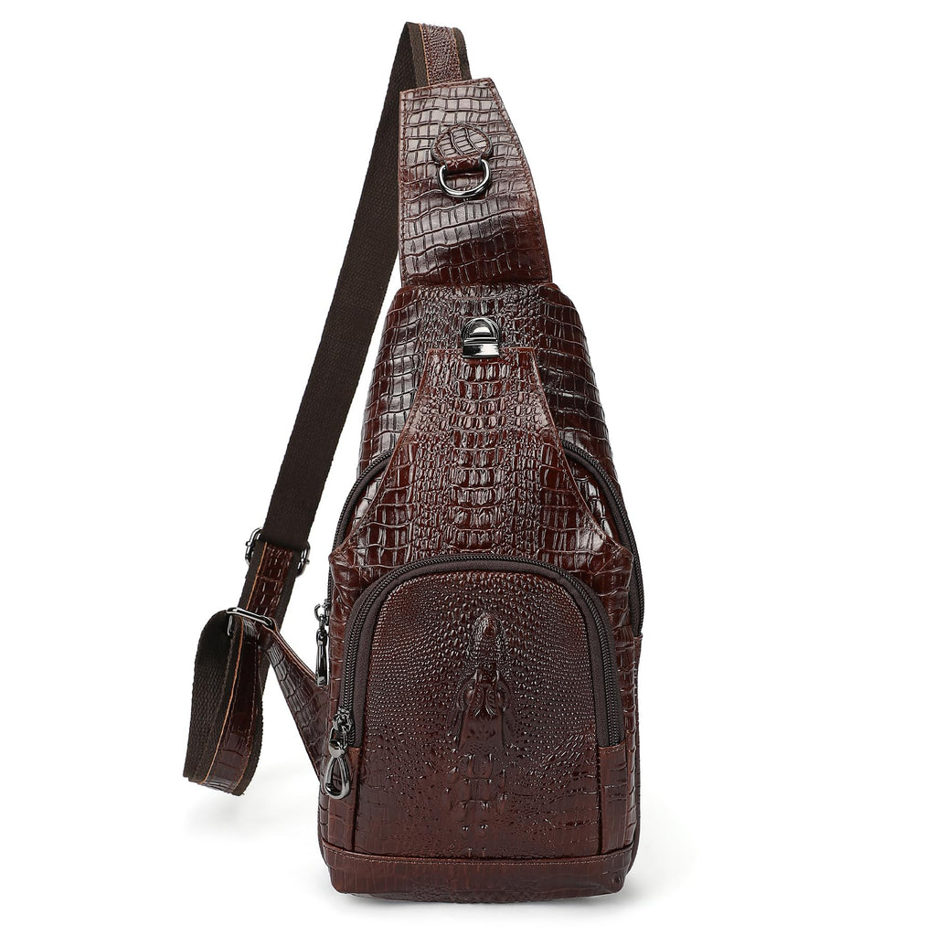 Crocodile Leather Sling Bag with Leather Strap L496999