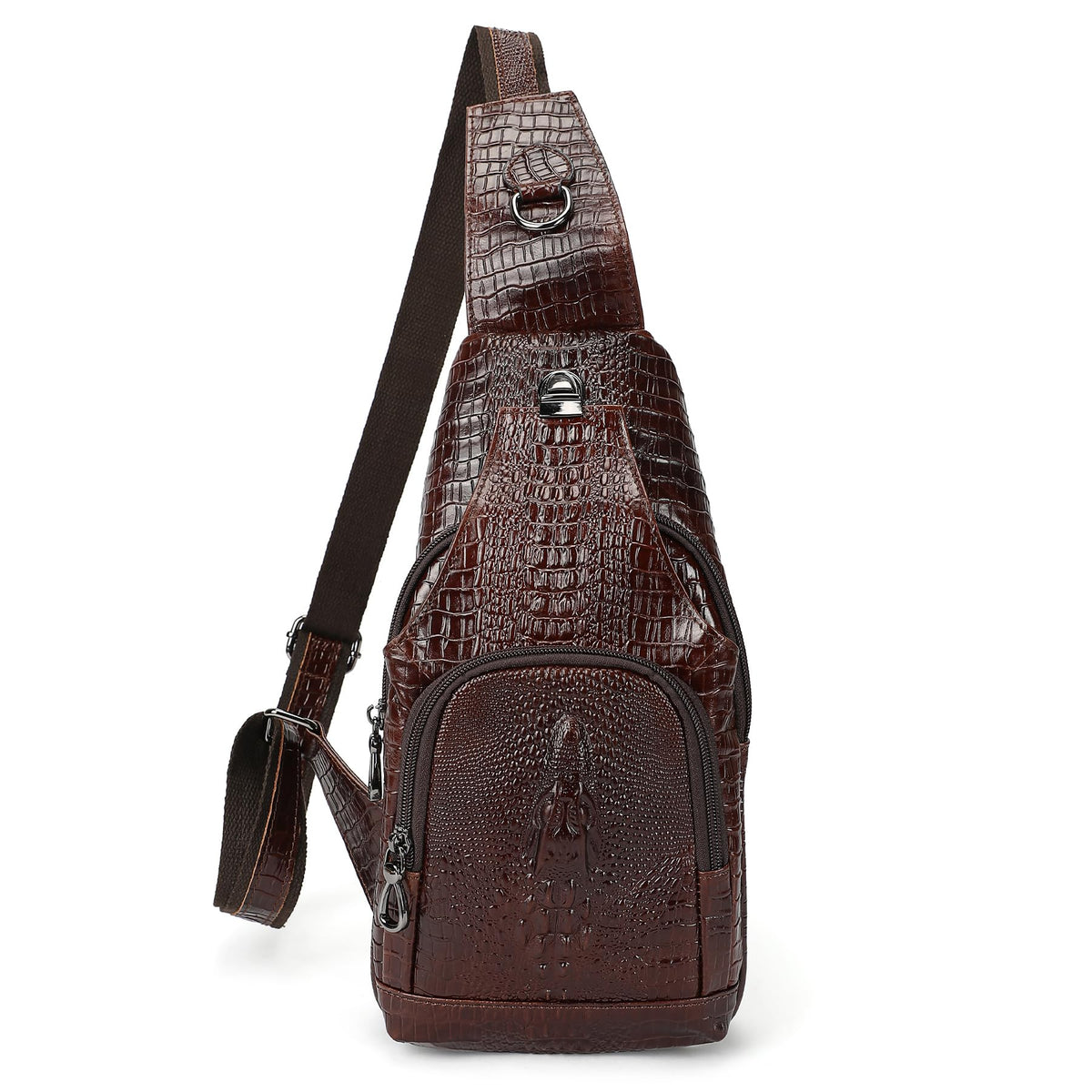 Crocodile Leather Sling Bag with Leather Strap L496999