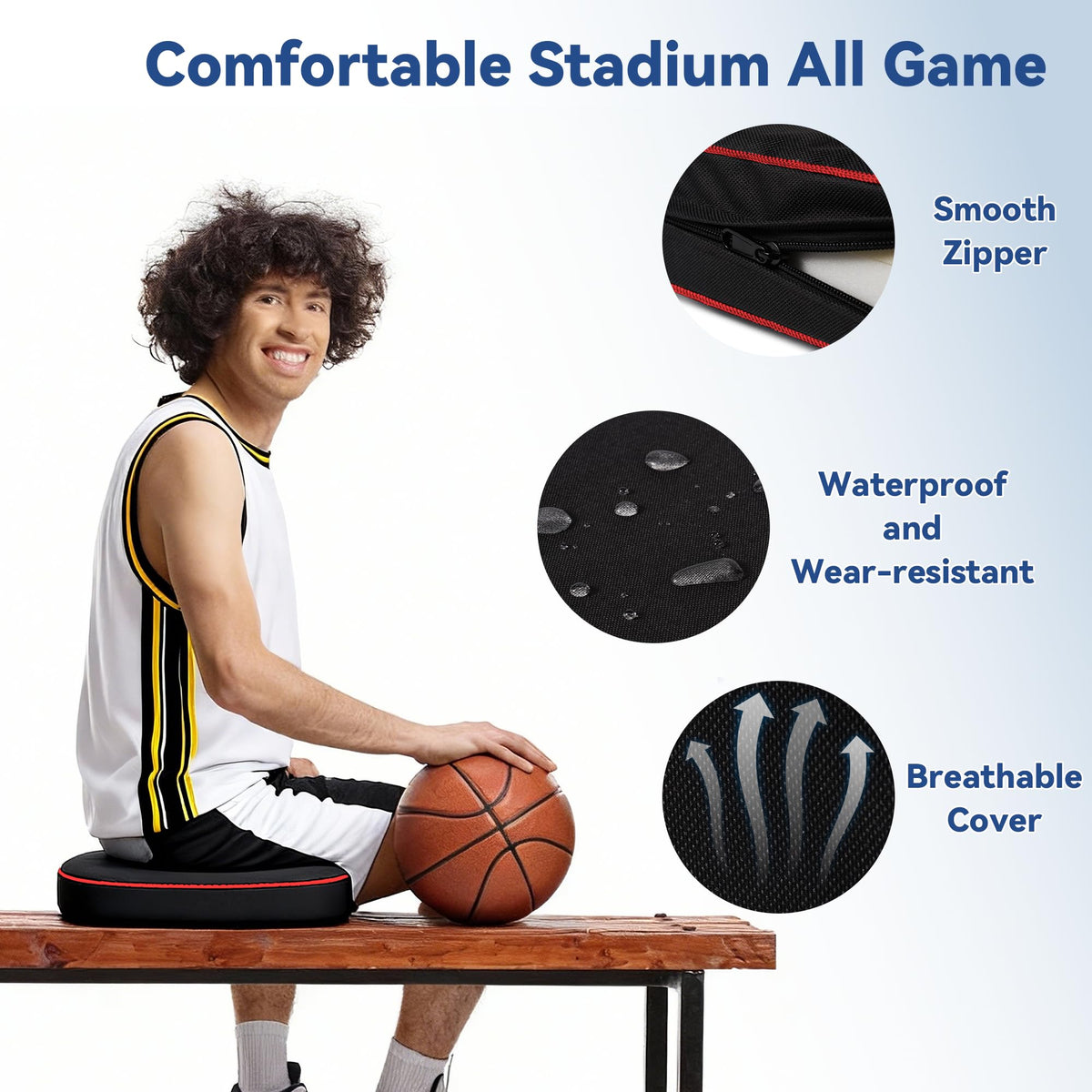 3.5" Extra Thick Resilient Foam Stadium Seat Cushion 2Pcs Red J456