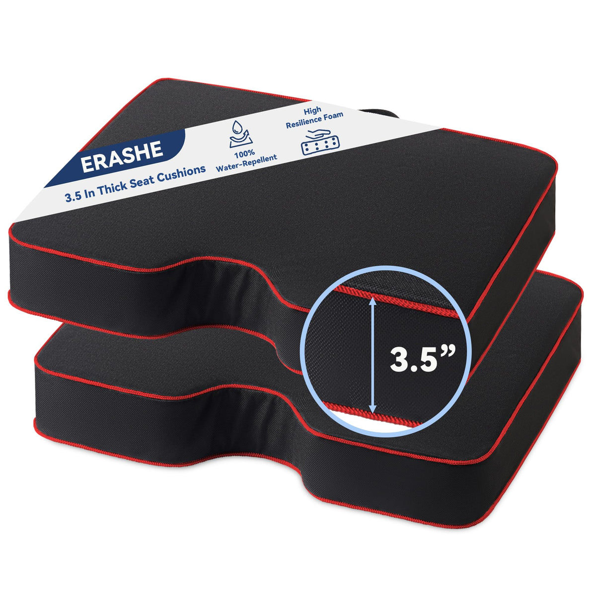 3.5" Extra Thick Resilient Foam Stadium Seat Cushion 2Pcs Red J456